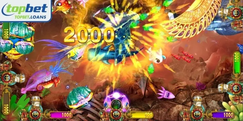 Green turtle fish shooting large creatures